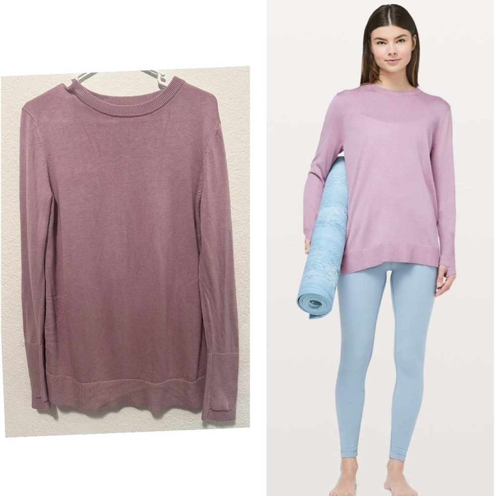 Lululemon Still At Ease Pink Cashmere Cashlu Pullover‎ Yoga Sweater size 14
